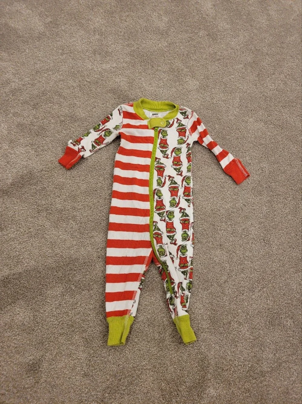 Hanna Andersson The Grinch Christmas Holiday One-Piece Pajamas 6-12 Months